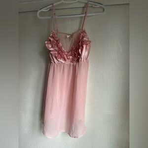 Ambrielle Soft Pink Ruffle Satin & Chiffon Nightdress